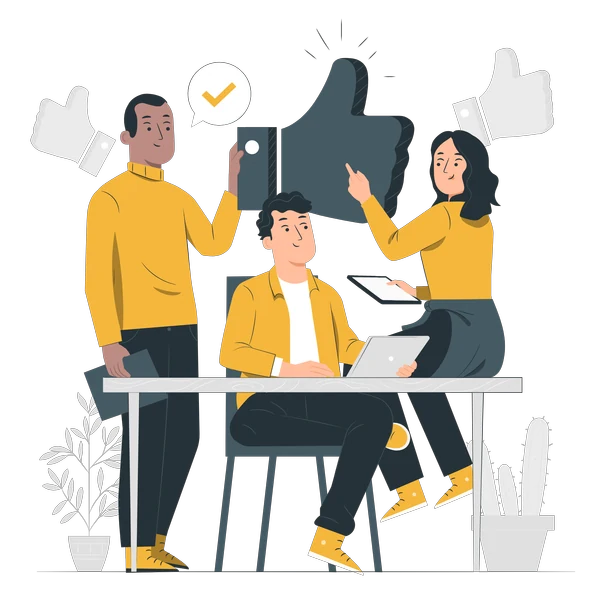 Illustration of a team discussing a project